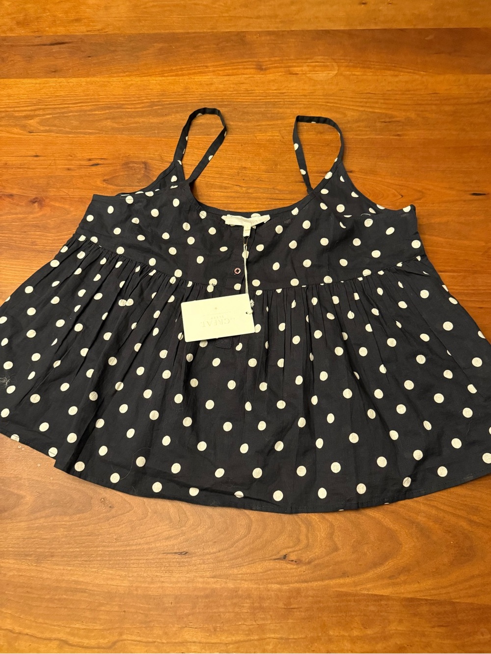THE GREAT Sleep Polka Dot Black & White Spaghetti Strap Tank size 3 (Large) NWT